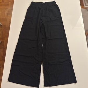 Abercrombie Black Linen Blend High Waisted Wide Leg Pants Small Short